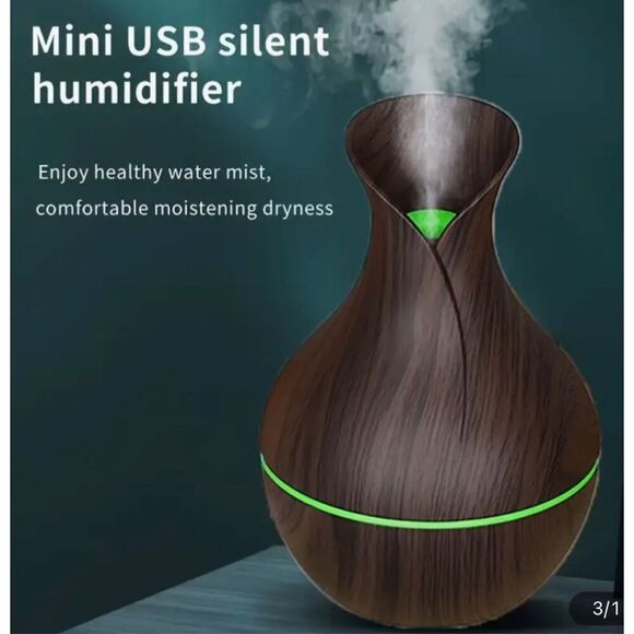 YAIAWISU USB Ultrasonic Air Humidifier with Essential Oil Diffuser, 7 Color LED - Picture 4 of 5